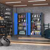 Greenvelly Metal Garage Storage Cabinet with Doors and Shelves, 72" Steel Lockable File Cabinet,Office Storage Cabinet Tall Metal Cabinet for Garage Office School Gym Warehouse(Black Blue) Greenvelly