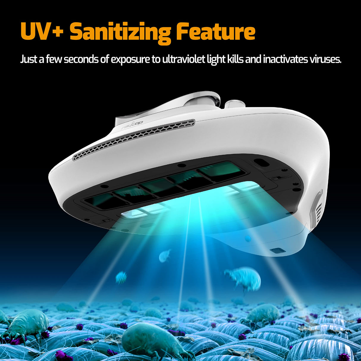 Raycop RN Bed Vacuum Cleaner with UV Light and Pulsating Brush Technology for Pet Hair Cleaning - 15Kpa Powerful Suction - Anti-allergen Handheld Mattress Vacuum Cleaner - HEPA Filtration Raycop