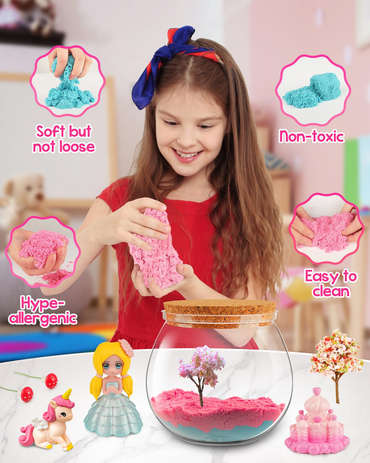 D-FantiX Unicorn Princess Toys Terrarium Kit for Kids, Led Night Light Birthday for Little Girls, DIY Arts and Crafts Science Kit for Kids Age 3 4 5 6 7 8-12 Year Old D-FantiX