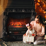 TURBRO Eternal Flame 26 in. WiFi Infrared Quartz Electric Fireplace Log Heater with Sound Crackling, Realistic Pinewood Logs, Adjustable Flame Colors, Remote Control, Thermostat, Timer, 1500W Black TURBRO