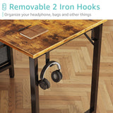 Lufeiya 47 inch Computer Desk with 4 Fabric Drawers, Writing Work Study Desk for Home Office Bedroom, Modern Simple Student PC Desks, Rustic Brown Lufeiya