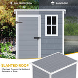 DWVO 5x3ft Resin Outdoor Storage Shed with Floor, Waterproof Lockable Storage Shed with Window, Plastic Outside Tool Storage for Garden, Backyard, Patio, Lawn, Gray DWVO