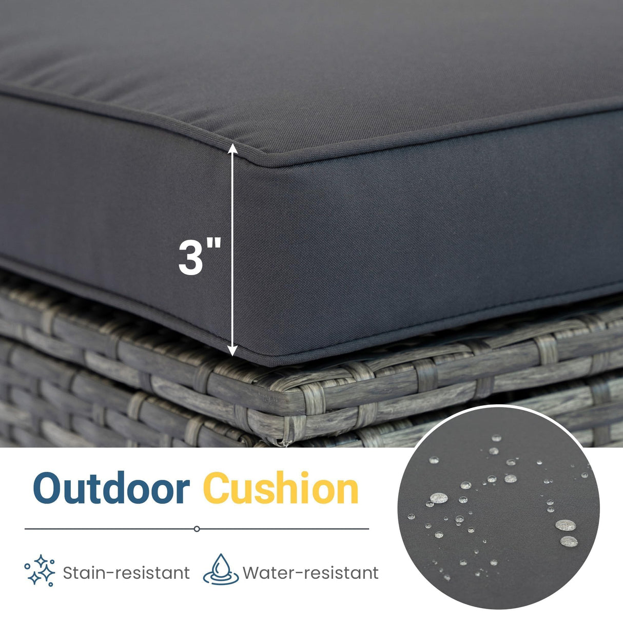 Wisteria Lane 5-Pieces Outdoor Patio Furniture Set, All Weather Wicker Rattan Sectional Sofa, Patio Conversation Set with Cushions & Glass Coffee Table for Backyard Porch Garden Balcony, Grey Wisteria Lane