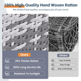 UDPATIO 7 Piece Patio Furniture Set with Fire Pit Table, 8''Wide Armrest Modular Rattan Outdoor Sectional Sofa Set,Wicker Patio Conversation Sets for Backyard,Deck w/ 4'' Cushions,Cover(Grey/Blue) UDPATIO