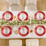 SHACOS 100Pcs Round Red Placemats, 13" Paper Place Mats Disposable for Dining Table, Charger Plates Table Mat for Christmas Dinner Party Wedding Birthday Banquet Table Setting Decor SHACOS