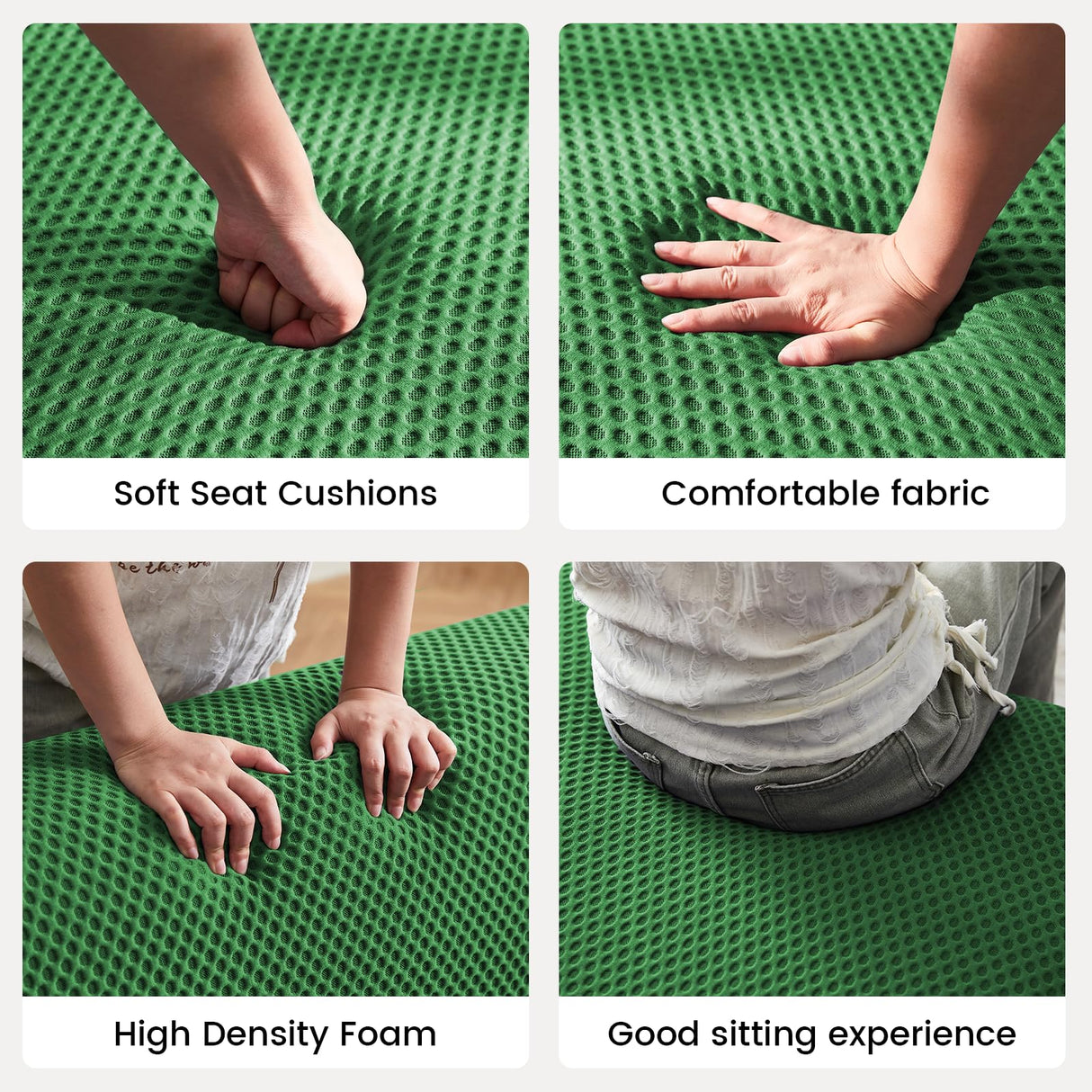 Rlzcvt 113" Modular Sectional Sofa,Modern L Shaped Cloud Sectional Couch with Movable Ottoman,Comfy Foam Boneless Couches for Living Room, 4 Seater Convertible Sofa,No Assembly Required,Green Rlzcvt