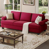 COPIAE 91 Inch Lawson Sofa with Extra Deep Seats Oversize, Mid-Century 3-Seat Sofa Couch, for Living Room, Apartment, Lounge, Red COPIAE