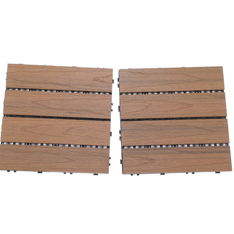 PURE ERA Wood Composite Interlocking Floor Deck Tiles Indoor Outdoor Use 12"x12" (10Pcs, 10 sq. Ft, Light Brown Maple Wood Pattern) - Great Upgrade to Patio Backyard Pathway PURE ERA