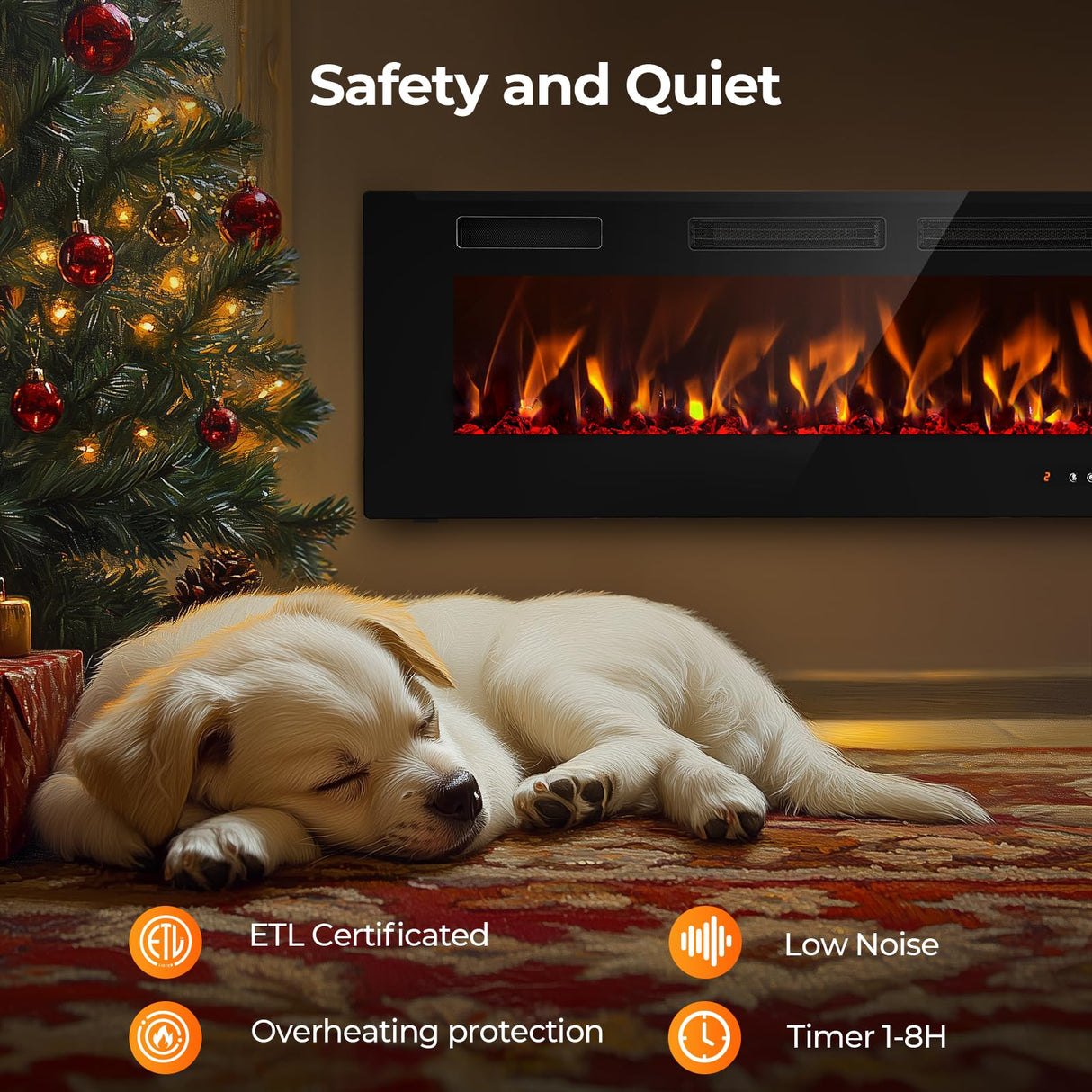 72” Electric Fireplace, Ultra-Thin Wall Mounted Electric Fireplace, Electric Fireplace Insert Heater, 750/1500W Recessed Fire Place with Adjustable Flame Color, Touch Screen and Remote Control LuxaDomus