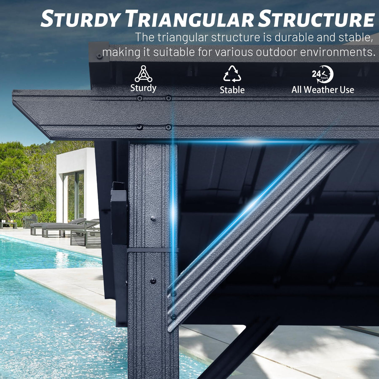 Domi 6.5x12FT Hardtop Grill Gazebo, Outdoor BBQ Gazebo with 2 Side Shelves and Ceiling Hook, Outdoor Grill Canopy with Galvanized Steel Slope Roof for Patio Lawn Backyard Deck, Grey domi outdoor living