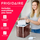 FRIGIDAIRE - Stainless Steel Countertop Ice Maker Machine with 26 lb Capacity | Ice Machine Makes 9 Cubes Every 7-15 Minutes | Portable Ice Maker for Countertop with Ice Shovel & Drain Plug Frigidaire