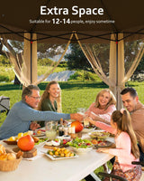 Pop Up Gazebo 13x13Ft, Outside Canopy Tent with 6 Pcs Mosquito Netting, One Push Setup for Backyard Patio Garden Activities - Khaki & Beige Garveelife