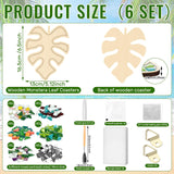 Honeydak 6 Sets DIY Leaves Glass Mosaic Tiles with 6 Sets Leaves Wooden Coasters Making Mosaic Crafts Materials Package Mixed Stained Glass Kit for Handmade Colourful Home Gifts Indoor Decor Honeydak