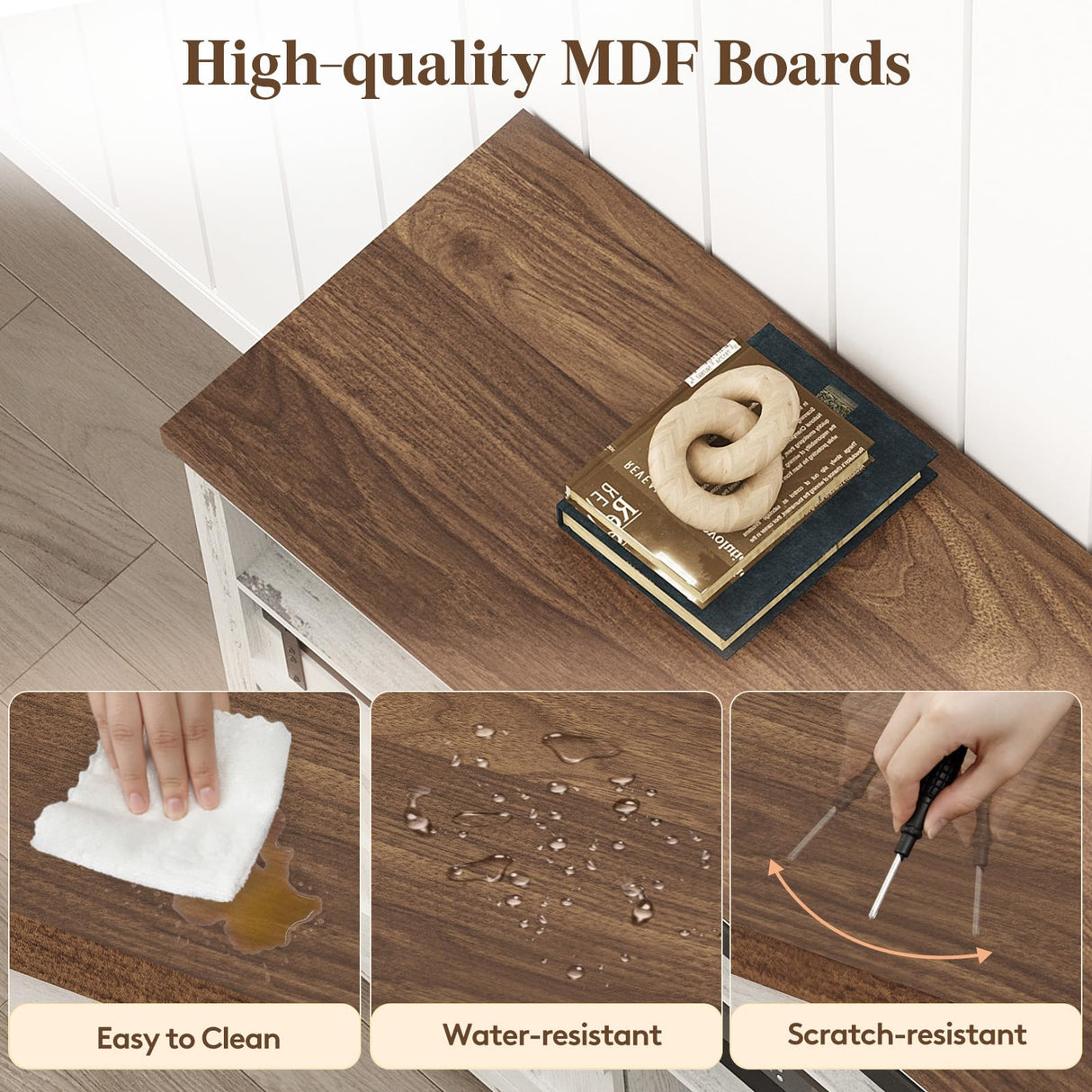 Lifewit Farmhouse TV Stand for up to 65" TV, 33.4" Tall Entertainment Center with Ajustable Shelves, Sliding Barn Door and Open Storage Spaces, TV Console for Living Room, Bedroom， Rustic White Lifewit