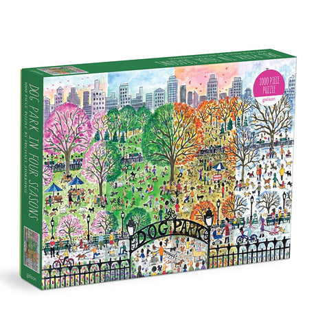 Galison Michael Storrings Dog Park in Four Seasons 1000 Piece Puzzle from Galison - Beautiful 1000 Piece Puzzle for Adults, Challenging and Fun, Thick and Sturdy Pieces, Great Gift Idea Galison