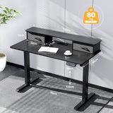 Mr IRONSTONE Standing Desk, 47 x 24 Inches Electric Height Adjustable Desk with 3 AC Outlets & 2 USB Ports, Stand Up Desk with 2 Drawers and Large Monitor Stand, Black Mr IRONSTONE