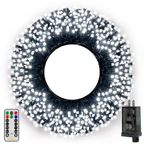 Ollny Christmas Lights, 500LED 164FT Long Christmas Tree Lights with 8 Modes Remote Timer IP44 Waterproof, Outdoor Christmas Lights for Tree House Yard Outside Xmas Decorations White Ollny