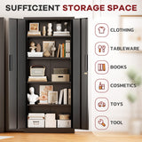 Bonusall 63" Metal Garage Storage Cabinet, 2 Locking Doors & 4 Adjustable Shelves Tall Storage, Heavy Duty Steel Tool Cabinet for Home, Office, Warehouse, School -Black Bonusall