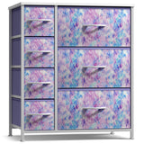 Sorbus Kids Dresser with 7 Drawers - Storage Chest Organizer Unit with Steel Frame, Wood Top & Handles, Tie-dye Fabric Bins for Clothes - Wide Furniture for Bedroom Hallway Kids Room Nursery & Closet Sorbus
