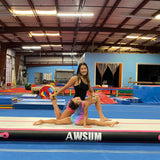 AWSUM Air Gymnastics Mat 10ft/13ft/16ft/20ft/23ft Inflatable Tumble Track mats 4/8 inches Thick tumbling mat with Electric Pump for Home/Gym AWSUM