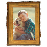 5x7 Picture Frame Rustic Brown, Solid Wood Picture Frame with Bark Edges & Real Glass Cover, Display Pictures/Photos/Prints 5 x 7 for Wall Mounting, Farmhouse Decor Golden State Art