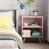 Aenuert Night Stand, Pink Kids Nightstand, Modern End Table with Open Storage, 2-Tier Nursery Bedside Table for Small Space, Living Room, Bedroom Aenuert