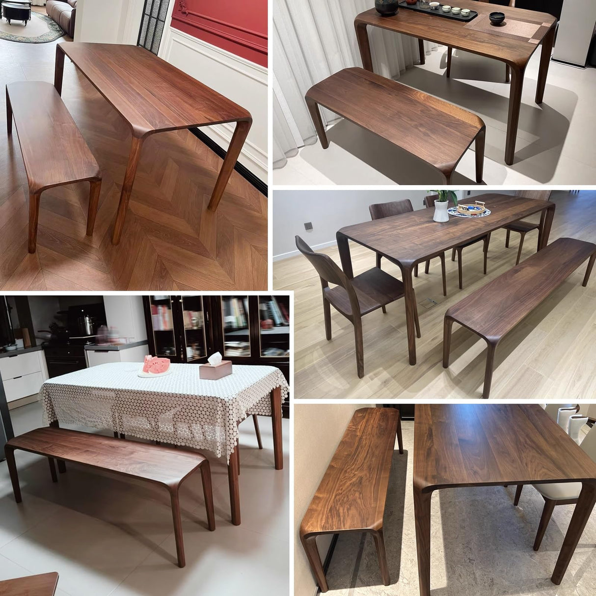 Natural Wood Bench for End of Bed Modern Dining Table Bench Backless Rounded Corners Entry Way Benches with Solid Legs for Foyer Bedroom Living Room(55.1in/140cm) Generic