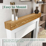 BoscoMondo Fireplace Mantel, Handcrafted Rustic from Solid Pine, Wall-Mounted Floating Farmhouse Shelf - 8x6x48 Oak BoscoMondo