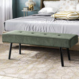 Comfy to go Entryway Bench - Green Bench for Bedroom, Modern Ottoman End of Bed, Corduroy Padded Benches for Living Room, Foyer, Mudroom, Hallway - 39" L x 14" W x 17" H Comfy to go