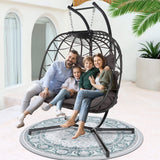 NICESOUL Double Egg Swing Chair with Stand, Oversized 2-Person Indoor Outdoor Hanging Hammock Chairs with Cushion, Wide and Large Comfy Loveseat, 700lbs Sturdy Porch Swings for Outside, Dark Gray NICESOUL