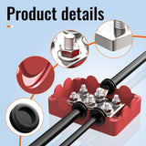 Joinfworld Heavy Duty 500A Bus Bar Waterproof Power Distribution Block with 4*5/16"(M8)+2*3/8"(M10) Studs 48V DC Automotive Marine Battery Terminal Distribution Block with Cover - Negative&Positive Joinfworld