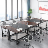 Tribesigns 6FT Conference Table, 70.8L x 31.5W inch Meeting Table for Office Conference Room, Modern Rectangular Seminar Training Table, Metal Frame, Rustic Brown/Black Tribesigns