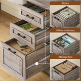 Itaar Farmhouse 55" Executive Desk, Computer Desk with Storage Drawers and Power Outlet, Home Office Desk, Workstation for Office Home, Grey Itaar