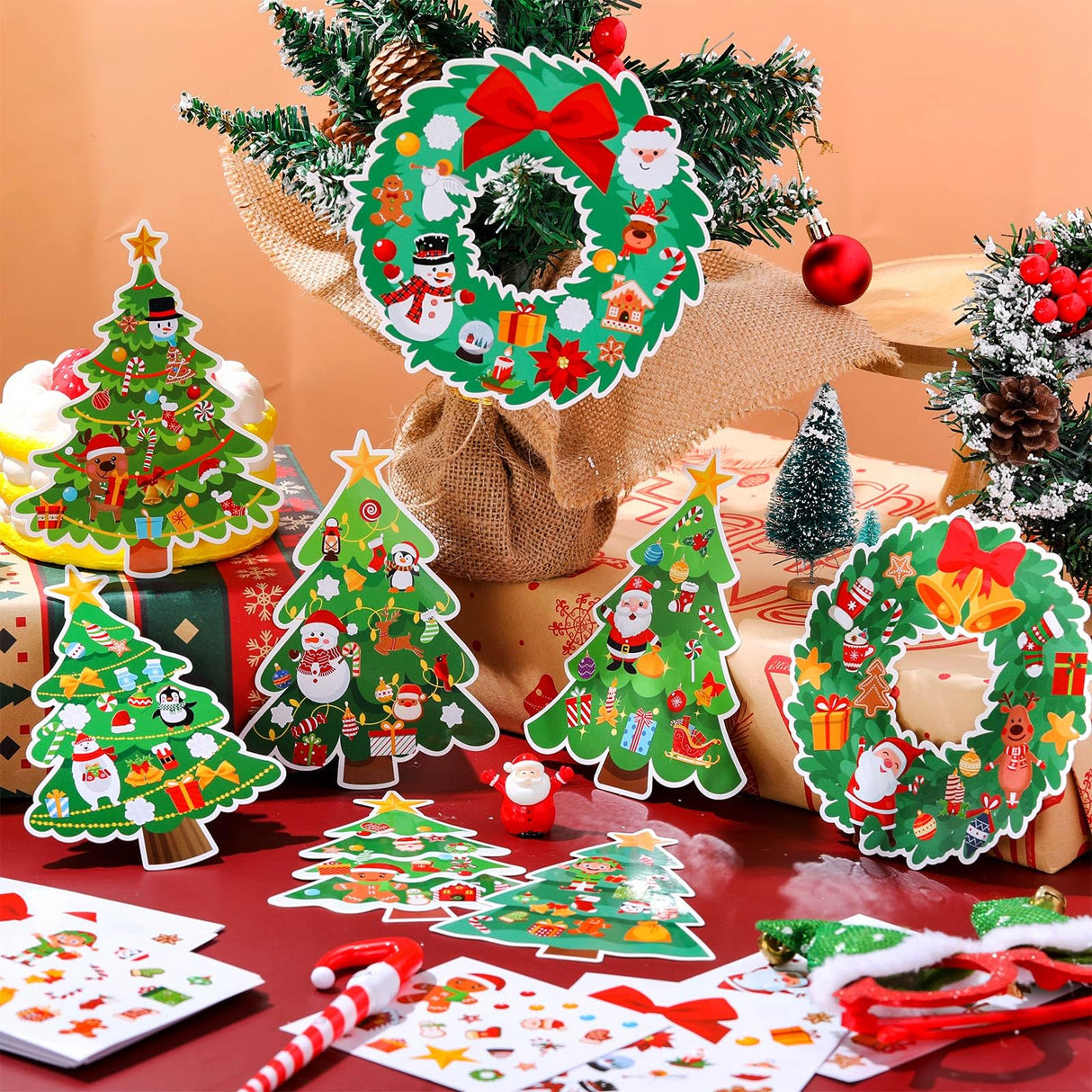 Pasimy 48 Pcs Christmas Crafts Kit for Kids - DIY Tree Ornaments Make Your Own Craft Set for Ages 3-12 Pasimy