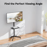 BONTEC Mobile TV Stand with Tilt, Rolling TV Stand Fits 23-60" LED, LCD, OLED, Flat Curved TVs Up to 88 lbs, Height Adjustable TV Cart with Laptop Shelf, Max VESA 400x400mm BONTEC