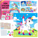 Gem Art Sticker Kit, Arts and Crafts for Kids Age 4-12, 8 Unicorn Princess Themes Diamond Art Kit, Gemstone Sticker Crafts Christmas Birthday Gifts for Girls Ages 4,5,6,7,8 Year Old (Unicorn) Fortand