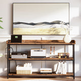 IRONCK Console Table, Sofa Table with Power Outlet, Farmhouse Hallway Table for Entryway, Living Room, Height Adjustable, Easy Assembly, Rustic Brown,55" IRONCK