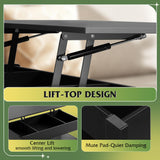 WLIVE Coffee Table, Lift Top Coffee Table with 2 Drawers, LED Light, Large Storage and Open Shelf, Lift Tabletop for Living Room, Black, Black WLIVE