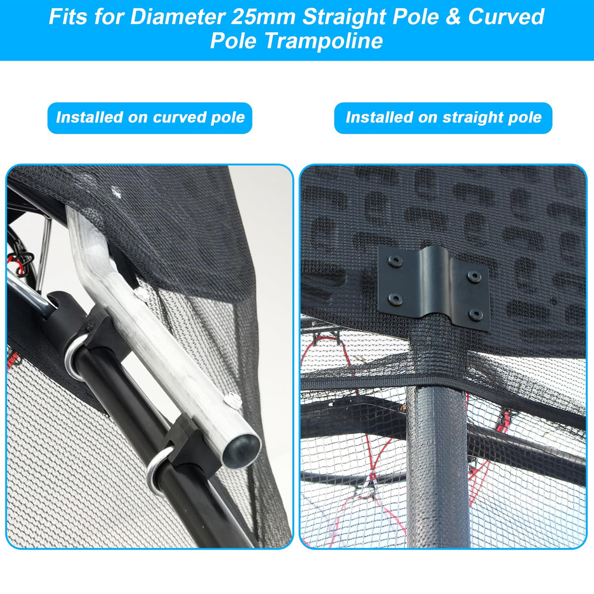 Alpcouts Trampoline Basketball Hoop, Basketball Hoop for Trampoline Fits for 25mm Straight Pole & Curved Pole, Trampoline Basketball Hoop Attachment with Protective Net,Mini Ball,Pump, Easy to Install Alpcouts