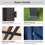 Gotland 10FTx26FT Outdoor Wall-Mounted Hardtop Pergola, Metal Frame Gazebo with Sloping Sun Panel Roof and Double Curtains for Patio, Garden, Lawn, Navy Gotland