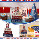 CroBlissful 4 Pcs Memorial Day Decorations Patriotic Tiered Tray Decorations 4th of July Table Sign Farmhouse Red White Blue Rustic Wood Block Stack Sign for Home Shelf Mantel(Ribbon) CroBlissful