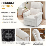 Korser Recliner Chair, Swivel Rocker Recliner Chair for Adults, Small Recliners for Small Spaces, Upholstered Manual Recliner with Side Pockets, Nursery Rocking Chair for Living Room, Chenille, Beige Korser