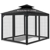 AONEAR Gazebo Universal Replacement Mosquito Netting, 10' x 10' Outdoor Mesh Netting Screen 4-Panel Sidewall with Zipper for Patio, Canopy, Garden and Backyard, Black(Mosquito Net Only) aonear