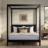 Walker Edison Isla Slatted Headboard Canopy Bedframe, Queen, Black Walker Edison