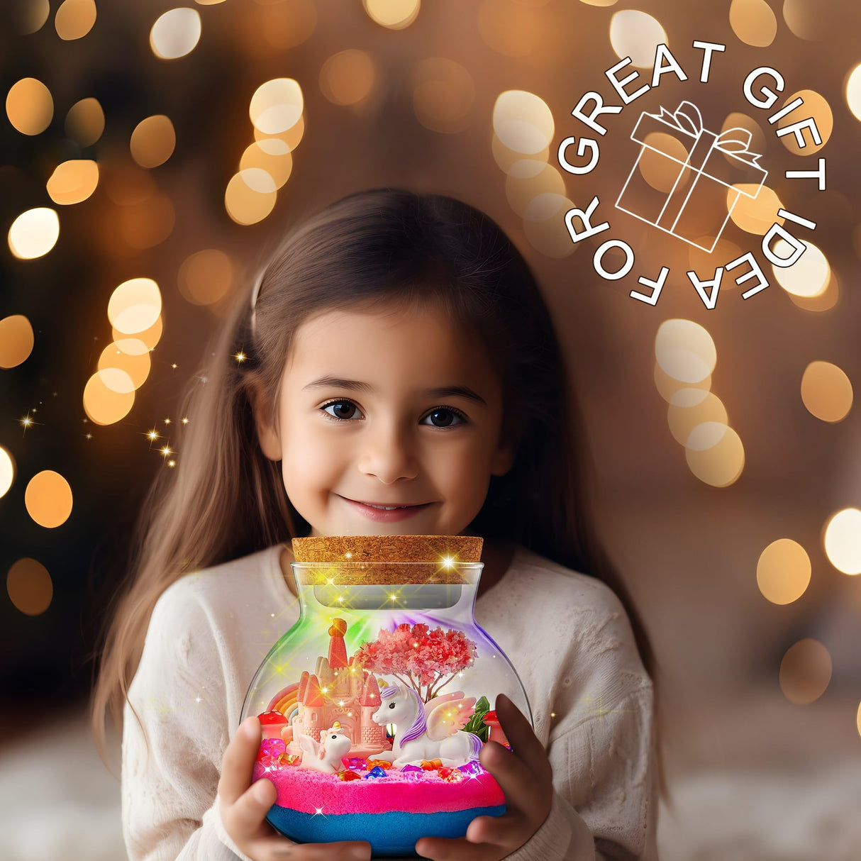 Light-Up Unicorn Terrarium Kit for Kids: LED Night Light Up & Remote Birthday Gifts for Girl Ages 4 5 6 7 8-12 Year Old Unicorn Toys for Girls Age 4-6 - Arts and Crafts Meijoy