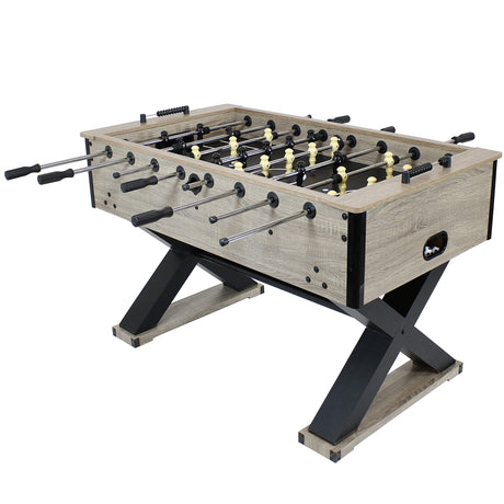 Sunnydaze Delano 54.5-Inch Indoor Foosball Table with Gray Distressed Wood Look Sunnydaze