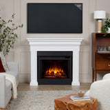Real Flame Emerson 56" Grande Electric Fireplace with Mantel for Living Room or Bedroom, Replaceable Fireplace Insert Heater, Realistic Log and Flame Effect, Remote Control, Timer, White Real Flame