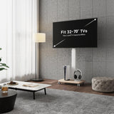 FITUEYES Rolling TV Stand for 32 to 65 70 Inch TVs, Portable Mobile TV Cart on Wheels, Tall Universal Floor Stands with Swivel Mount, Fit Corner, Bedroom, Outdoor, Small Dorm (White) FITUEYES