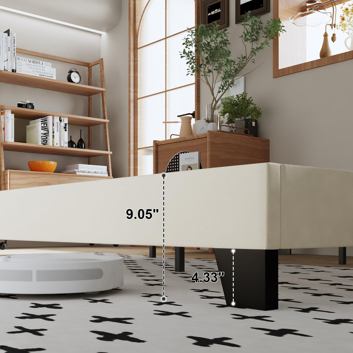 IOILORI Full Size Bed Frame, Velvet Upholstered Platform Bed with Adjustable Tufted Headboard, Sturdy Frame and Slats, No Noiseless, No Box Spring Required, Easy Assembly, Beige IOILORI