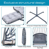 Hanging Egg Chair with Stand and Leg Rest – Rattan Wicker Swing Hammock Chair, UV-Resistant Cushion, Heavy-Duty Frame for Indoor & Outdoor Patio, Bedroom, Balcony, Garden – 330 lbs Capacity. Outlux